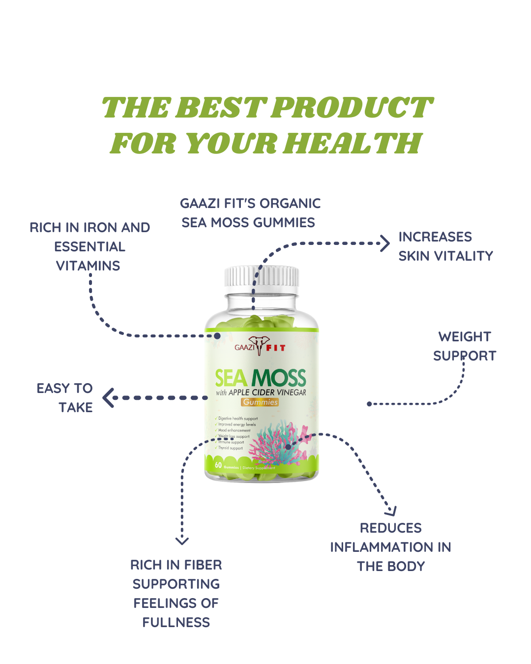 Organic Sea Moss/Apple Cider Vinegar Gummies Vegan (30 Day Supply)+Meal Plan